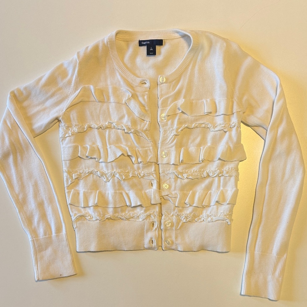 GAP Cream Ruffle Cardigan
